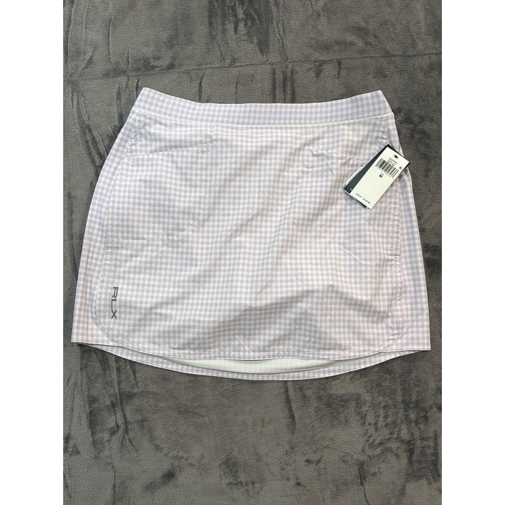 NWT RLX Ralph Lauren Golf Skort Womens Purple Gingham Performance Skirt Size M